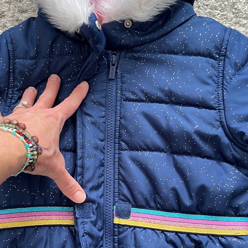 Carter's Girls Blue Jacket with Pink Lining - Picture 5 of 5